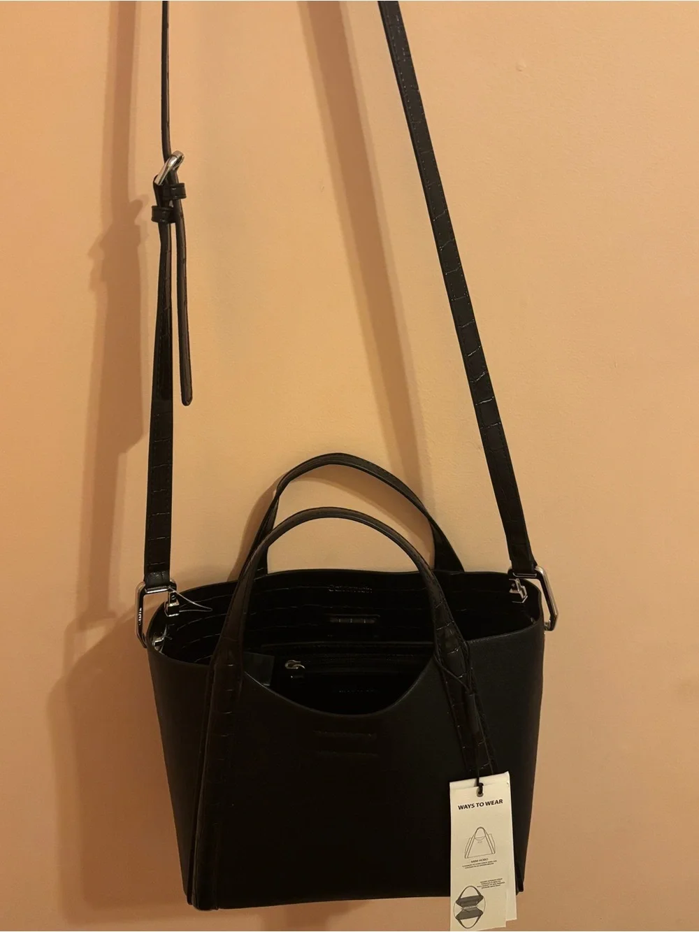 Black Leather Crossbody Calvin Klein Tote